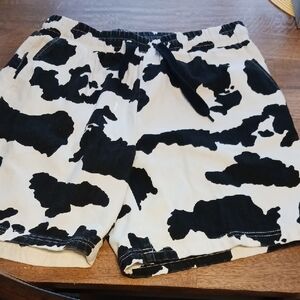 Black and White Cow Print Shorts